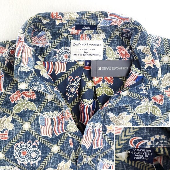 Reyn Spooner Dietrich Varez Flags American Hawaiian Shirt Summer 2020 Medium NWT - Picture 13 of 13